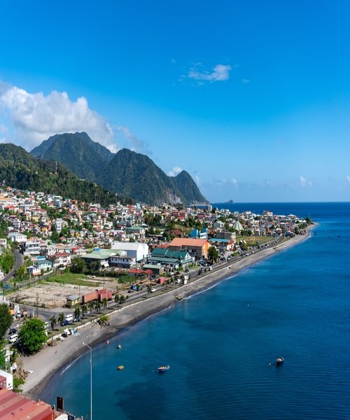 Coastal view of Roseau in Dominica