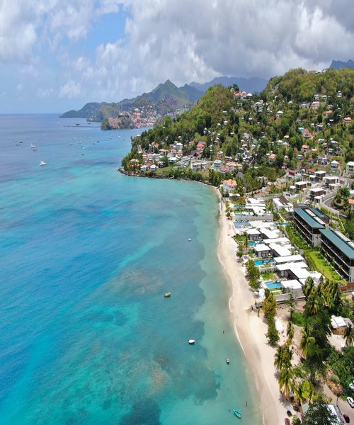 Aerial view of Grand Anse Beach in Grenada